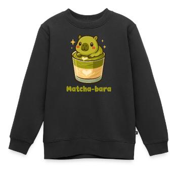 Matcha-bara Capybara Matcha Tee Kawaii Cute Green - Kids Premium Organic Sweatshirt - black - Front - AI Model Kid Female (0cm)