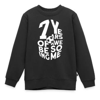 7 YEARS OF BEING AWESOME FUßBALL 7. GEBURTSTAG - Kinder Premium Organic Sweatshirt - Schwarz - Vorne - AI Model Kid Female (0cm)