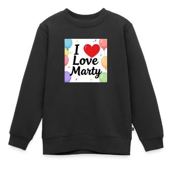 Ich liebe Marty Balloons - Kinder Premium Organic Sweatshirt - Schwarz - Vorne - AI Model Kid Female (0cm)