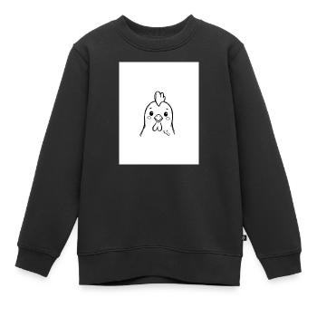 Kükenfreund: Minimallinienzeichnung - Kinder Premium Organic Sweatshirt - Schwarz - Vorne - AI Model Kid Female (0cm)