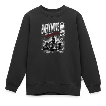 Jede Bewegung Zählt: Schach Grunge - Kinder Premium Organic Sweatshirt - Schwarz - Vorne - AI Model Kid Female (0cm)