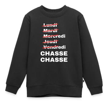 week-end chasse - Sweat Premium enfant bio - noir - Devant - AI Model Kid Female (0cm)