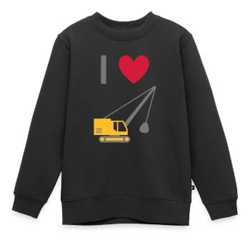 ★ Les couleurs de conception peuvent être modifiées ★ J'adore les pelles à dragline - Sweat Premium enfant bio - noir - Devant - AI Model Kid Female (0cm)