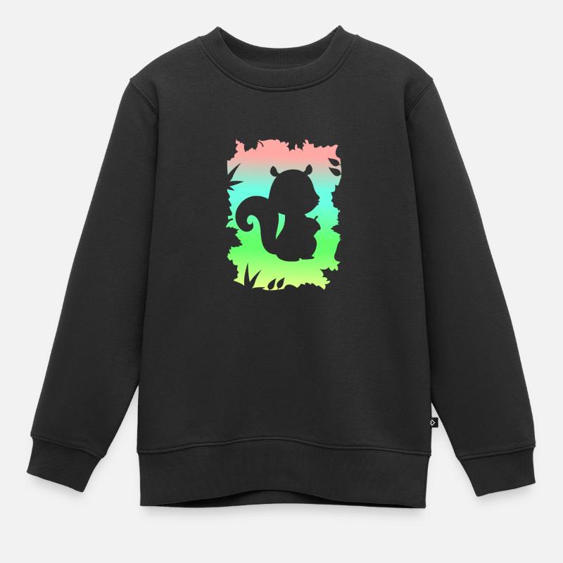 Eichhörnchen Design - Kinder Premium Organic Sweatshirt - Schwarz