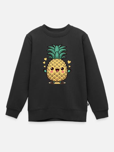 Kawaii Ananas-Design, Für süße Früchtchen - Premium børne sweatshirt økologisk - sort