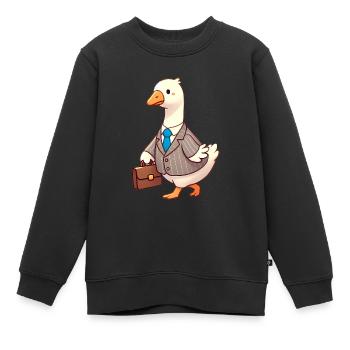 Ernsthafte Gans im Business-Anzug-Design - Kinder Premium Organic Sweatshirt - Schwarz - Vorne - AI Model Kid Female (0cm)