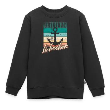 Original Lübecker - Lübeck Hansestadt Anker - Kinder Premium Organic Sweatshirt - Schwarz - Vorne - AI Model Kid Female (0cm)