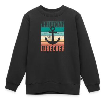 Original Lübecker - Lübeck Hansestadt Anker - Kinder Premium Organic Sweatshirt - Schwarz - Vorne - AI Model Kid Female (0cm)