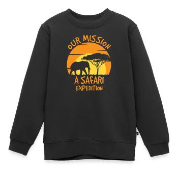 Notre mission Une expédition safari - Sweat Premium enfant bio - noir - Devant - AI Model Kid Female (0cm)