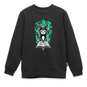 Chaton alchimique - Sweat Premium enfant bio - noir - Devant - AI Model Kid Female (0cm)
