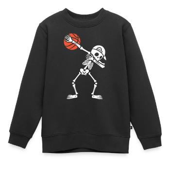 Basketballspieler Dabbing Skelett Basketball - Kinder Premium Organic Sweatshirt - Schwarz - Vorne - AI Model Kid Female (0cm)