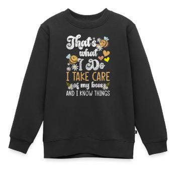 Honey Sweet Beekeeper - Kids Premium Organic Sweatshirt - black - Front - AI Model Kid Female (0cm)