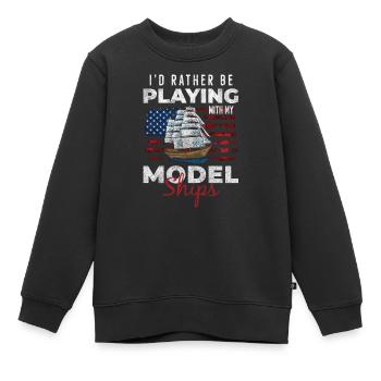 Schiff Modellbauer Schifffahrt - Kinder Premium Organic Sweatshirt - Schwarz - Vorne - AI Model Kid Female (0cm)