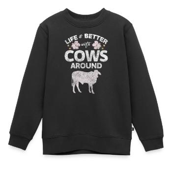 pis de lait de vache vache laitière - Sweat Premium enfant bio - noir - Devant - AI Model Kid Female (0cm)