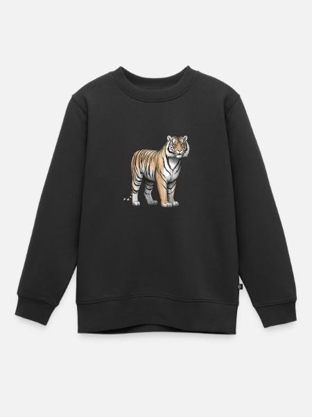 Tiger Tier - Kinder Premium Organic Sweatshirt - Schwarz