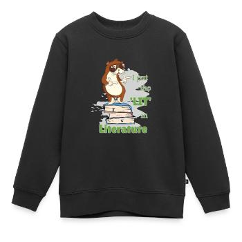 Lustige Sprüche Literatur Bücher Schreiben Otter - Kinder Premium Organic Sweatshirt - Schwarz - Vorne - AI Model Kid Female (0cm)