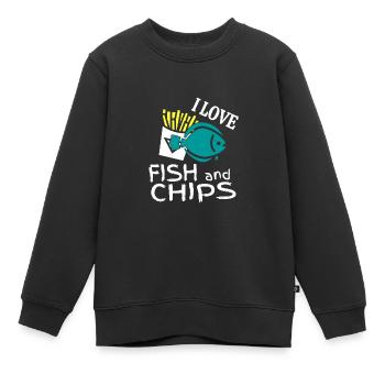 I love fish and chips spécialité anglaise - Sweat Premium enfant bio - noir - Devant - AI Model Kid Female (0cm)