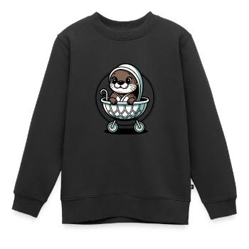 Mignon bébé loutre dans un lit bébé - Sweat Premium enfant bio - noir - Devant - AI Model Kid Female (0cm)