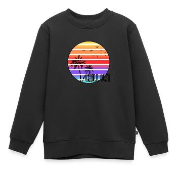 Chill out Sommermotiv mit Palme im Sonnenuntergang - Kinder Premium Organic Sweatshirt - Schwarz - Vorne - AI Model Kid Female (0cm)