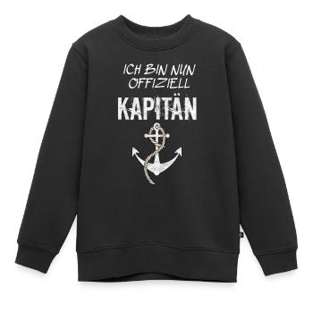 Ich bin nun offiziell Kapitän Anker - Kinder Premium Organic Sweatshirt - Schwarz - Vorne - AI Model Kid Female (0cm)