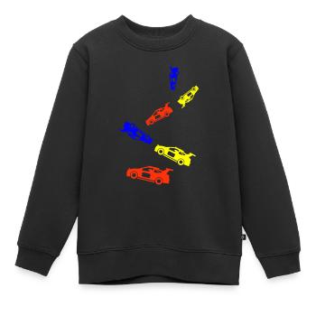 Auto Rennfahrer Bunt - Kinder Premium Organic Sweatshirt - Schwarz - Vorne - AI Model Kid Female (0cm)