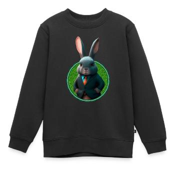 Business Hase im Anzug - Kinder Premium Organic Sweatshirt - Schwarz - Vorne - AI Model Kid Female (0cm)