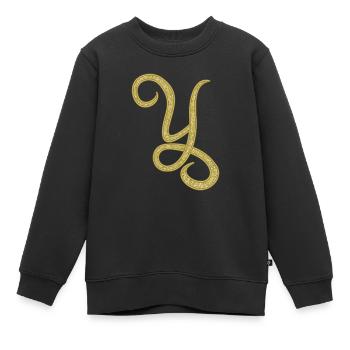 Alphabet Y - or, lettre, alphabet, monogramme - Sweat Premium enfant bio - noir - Devant - AI Model Kid Female (0cm)