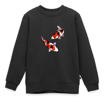 Carpes koi - Sweat Premium enfant bio - noir - Devant - AI Model Kid Female (0cm)
