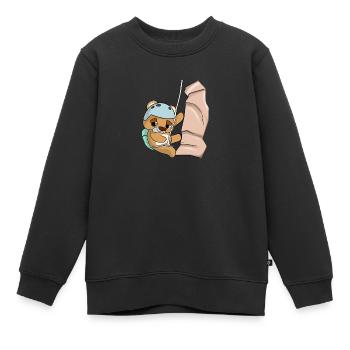 Escalade En rappel Ours BD - Sweat Premium enfant bio - noir - Devant - AI Model Kid Female (0cm)