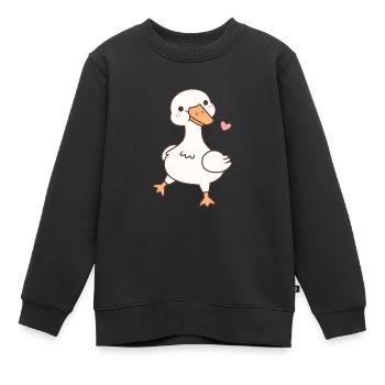Cute Happy Goose Waddling - Kids Premium Organic Sweatshirt - black - Front - AI Model Kid Female (0cm)