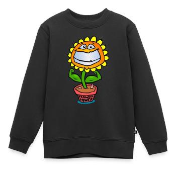 Flower Power - Kinder Premium Organic Sweatshirt - Schwarz - Vorne - AI Model Kid Female (0cm)