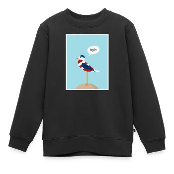 Moin, mouette, mer. Mer Baltique, mer du Nord. - Sweat Premium enfant bio - noir - Devant - AI Model Kid Female (0cm)