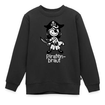 vl086d_piratenbraut_2c_schrift - Kinder Premium Organic Sweatshirt - Schwarz - Vorne - AI Model Kid Female (0cm)