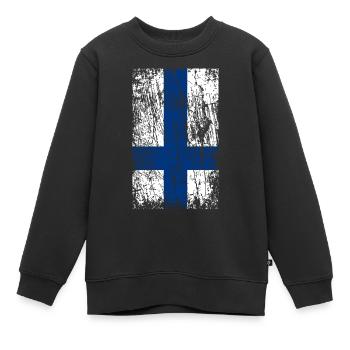 Vintage Flagge Finnland - Kinder Premium Organic Sweatshirt - Schwarz - Vorne - AI Model Kid Female (0cm)