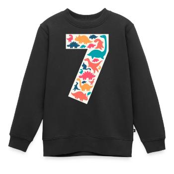 7 - Seven Years Birthday Dino Dinosaur T Rex - Kids Premium Organic Sweatshirt - black - Front - AI Model Kid Female (0cm)