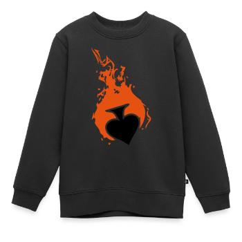 Pik Poker Karte Flamme - Kinder Premium Organic Sweatshirt - Schwarz - Vorne - AI Model Kid Female (0cm)