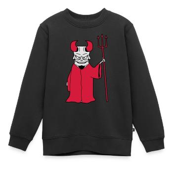 Manteau d'enfers M. Trident mal Satan grin - Sweat Premium enfant bio - noir - Devant - AI Model Kid Female (0cm)