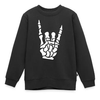 Main de cornes de diable - squelette - os - métal - Sweat Premium enfant bio - noir - Devant - AI Model Kid Female (0cm)