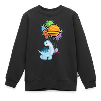 Netter kleiner Dinosaurier-Dinosaurier, planet - Kinder Premium Organic Sweatshirt - Schwarz - Vorne - AI Model Kid Female (0cm)
