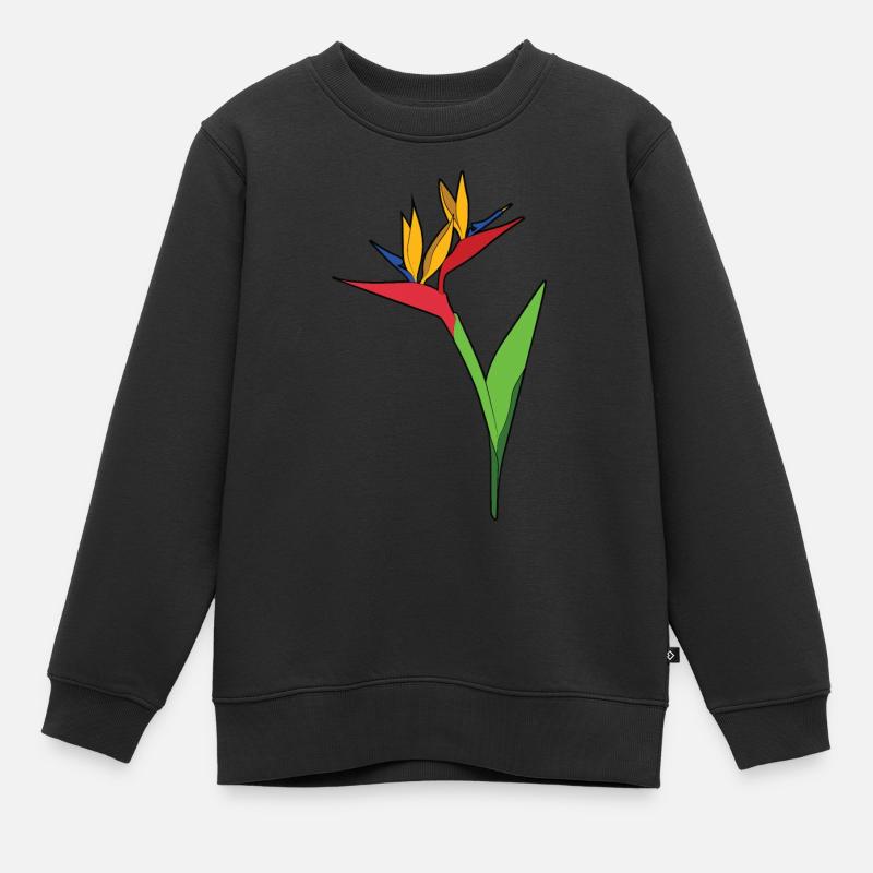 Fleur d’oiseau de paradis - Sweat Premium enfant bio - noir