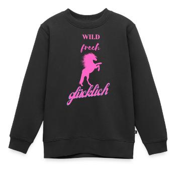 wild frech glücklich - Kinder Premium Organic Sweatshirt - Schwarz - Vorne - AI Model Kid Female (0cm)