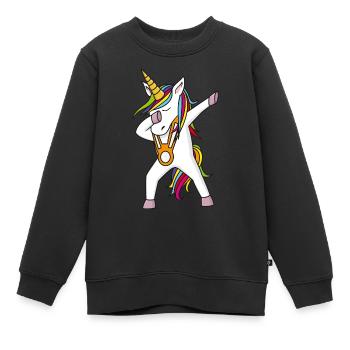 Einhorn Kindergartenbändel - Kinder Premium Organic Sweatshirt - Schwarz - Vorne - AI Model Kid Female (0cm)