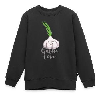 garlic love,knoblauch,liebe,gemüse,comic - Kinder Premium Organic Sweatshirt - Schwarz - Vorne - AI Model Kid Female (0cm)
