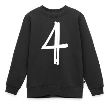 4 ANS. 4e ANNIVERSAIRE. ANNIVERSAIRE 4 ANS. 4 - Sweat Premium enfant bio - noir - Devant - AI Model Kid Female (0cm)