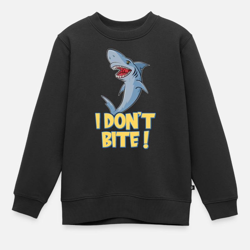 Requin Je ne mords pas requin - Sweat Premium enfant bio - noir
