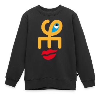 Gesicht lächeln - Kinder Premium Organic Sweatshirt - Schwarz - Vorne - AI Model Kid Female (0cm)