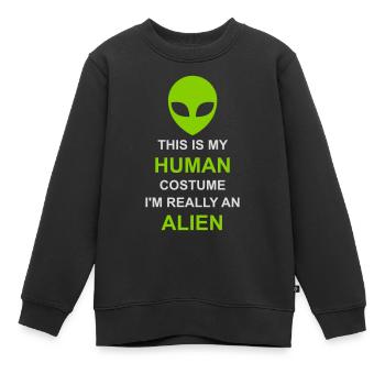 Citation extraterrestre de costume humain - Sweat Premium enfant bio - noir - Devant - AI Model Kid Female (0cm)