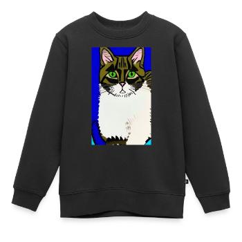 Art généré par l’IA Cat - Sweat Premium enfant bio - noir - Devant - AI Model Kid Female (0cm)