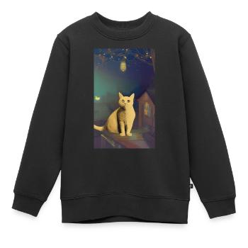 Art généré par l’IA Cat - Sweat Premium enfant bio - noir - Devant - AI Model Kid Female (0cm)