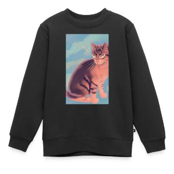 Art généré par l’IA Cat - Sweat Premium enfant bio - noir - Devant - AI Model Kid Female (0cm)